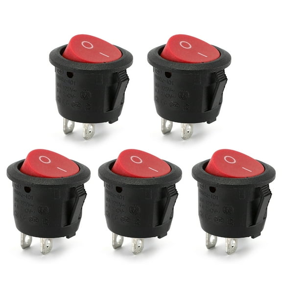 5Pcs 250V 6A 125V 10A Round Boats Marine Toggle Switches 2 Pin 2 Positions Rocker Switches Rocker Power Button Switches