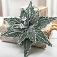 thumbnail image 1 of 5Pcs 25cm Christmas Flower Head Ornament Glitter Golden Velvet Artificial Flower Christmas Tree Hanging Flowers Decor 2025 New Year (Green), 1 of 6