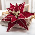 thumbnail image 1 of 5Pcs 25cm Christmas Flower Head Ornament Glitter Golden Velvet Artificial Flower Christmas Tree Hanging Flowers Decor 2025 New Year (Red), 1 of 6