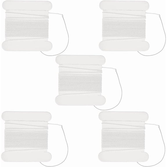 5Pcs 2m x 0.6mm Silk Beading Cord Bead Stringing Silk Thread with Card White Natural Pure Silk Pearls Beads Twist Cords