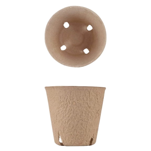 5Pcs 3.1In Paper Seedling Pots With Drainage Holes Round Germination Containers For Seed Starting Transplanting(Khaki-8Cm)