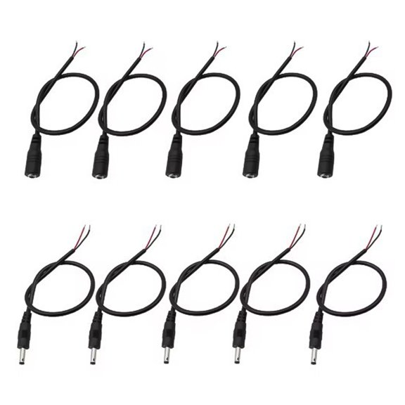 5Pcs 3.5 x1.35mm DC Male Female Power Cable Connector Pigtail Wire Extended Line