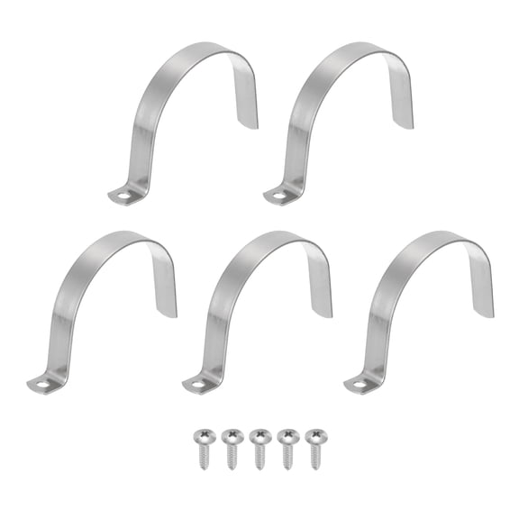 5Pcs 3" Pipe Strap, 1 Hole Pipe Clamp 304 Stainless Steel Rigid Conduit Clamp U Bracket Heavy Duty with Self-Tapping Screws for Tube Installation, Silver