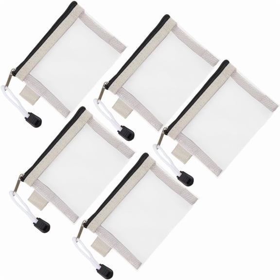 5Pcs 3 x 4.5 Inch Mesh Cosmetic Pouch Zipper Mesh Makeup Bag Mini Toiletry Travel Cases Multipurpose Nylon Make Up Accessories Organizer for Purse Beauty Travel Pouch Women Office Supplies DIY