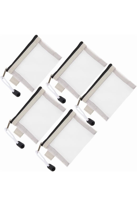 5Pcs 3 x 4.5 Inch Mesh Cosmetic Pouch Zipper Mesh Makeup Bag Mini Toiletry Travel Cases Multipurpose Nylon Make Up Accessories Organizer for Purse Beauty Travel Pouch Women Office Supplies DIY