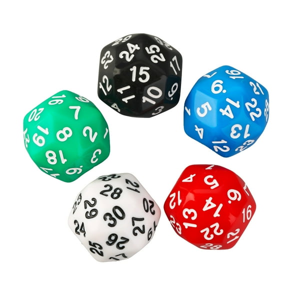 5Pcs/pack Acrylic Dices 30 Sided D30 Various Colors Sculpture Polyhedral Dices for Club Party Family Board Game Props