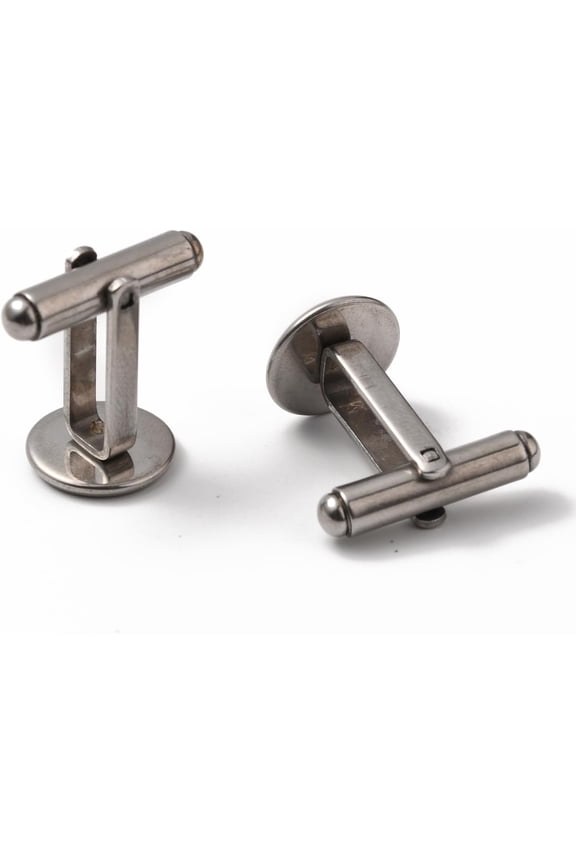 5Pcs 304 Stainless Steel Blank Cufflinks 19x19x12mm Flat Round Smooth Links Round Cuff Components Classic Cufflinks with 10mm Tray Steel Color for Apparel Accessories Clothes Buttons Making Gray