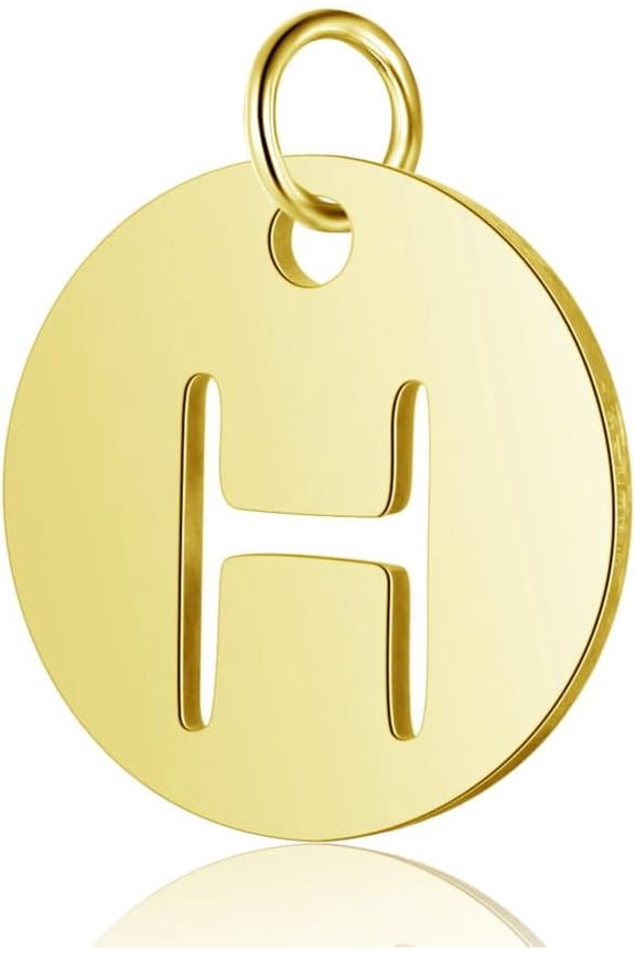 5Pcs 304 Stainless Steel Charms Flat Round with Letter Jewelry Making Charms for Women Festival Elegant Gifts Personalized Jewelry Letter.H 12x1mm Hole: 2.5mm
