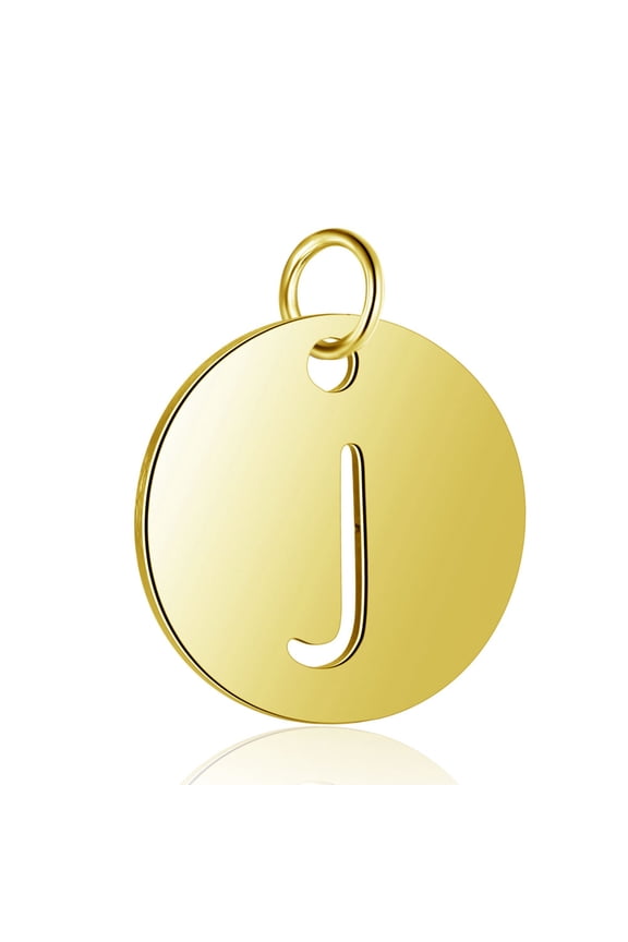 5Pcs 304 Stainless Steel Charms Flat Round with Letter Jewelry Making Charms for Women Festival Elegant Gifts Personalized Jewelry Letter.J 12x1mm
