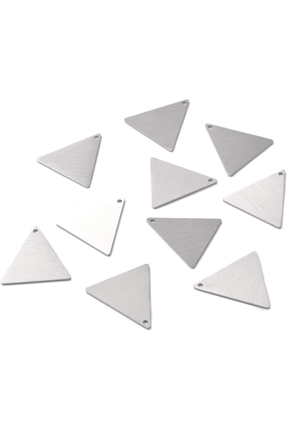 5Pcs 304 Stainless Steel Pendants Double Side Drawbench Metal Charms Pendant Triangle Pendant Ornament Stamping Blank Tag for Necklace Bracelet Jewelry Making 25x25x1mm Hole: 1.6mm