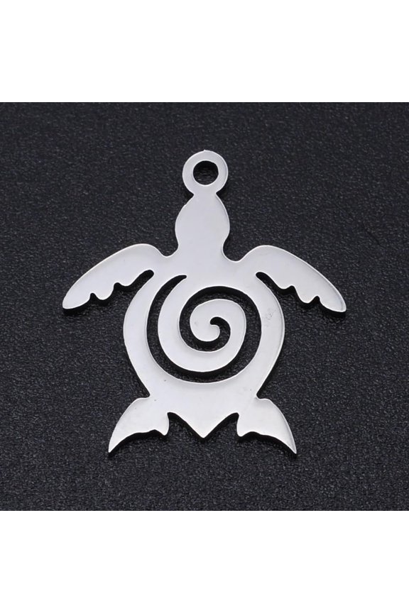 5Pcs 304 Stainless Steel Tortoise Pendants Tortoise Pendant Ornament Stainless Steel Color Jewelry Findings for Women Birthday Festival Elegant Gifts Personalized Jewelry 19x17x1mm Hole: 1.5mm