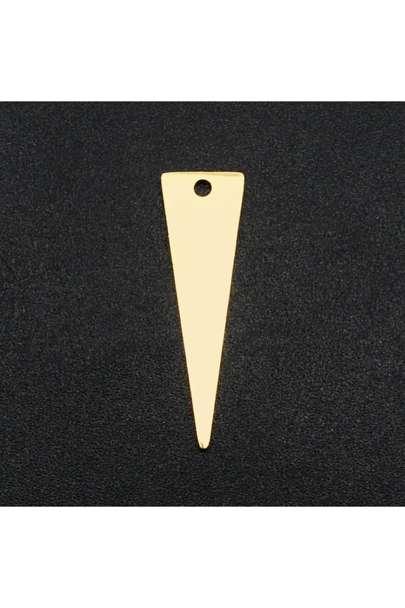 5Pcs 304 Stainless Steel Triangle Pendants Triangle Pendant Ornament Real 18K Gold Plated Pendant Decoration for Necklace Bracelet Jewelry Making 25x7x1mm Hole: 1.6mm Real 18K Gold Plated