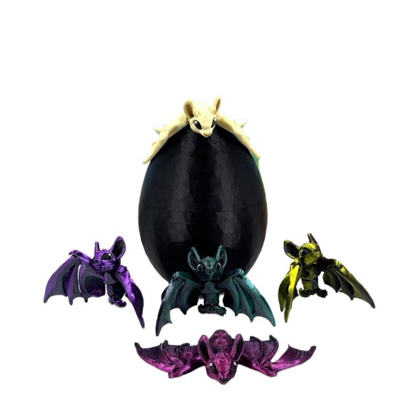 5Pcs 3D Printed Bats, 3D Printed Egg, Articulated Fidget  for Halloween Decor, Halloween Decorations for Craft Haunted House Accessories Party