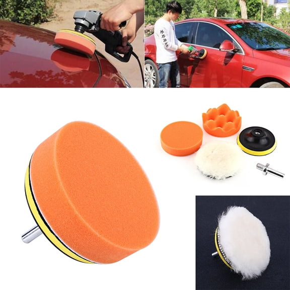 5Pcs 4 inches Professional Car Polishing Pad and Buffing Pad Waxing Kit with M10 Thread Drill Adapter Backing Pad 100mm for Auto Polisher Buffer