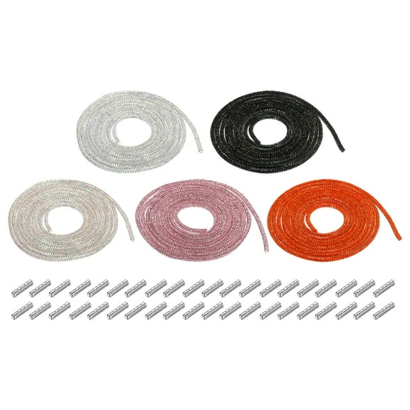 5Pcs 4mm x 2m Rhinestone Tube Rope Bling Crystal Rhinestone String with Aglets 5 Colors