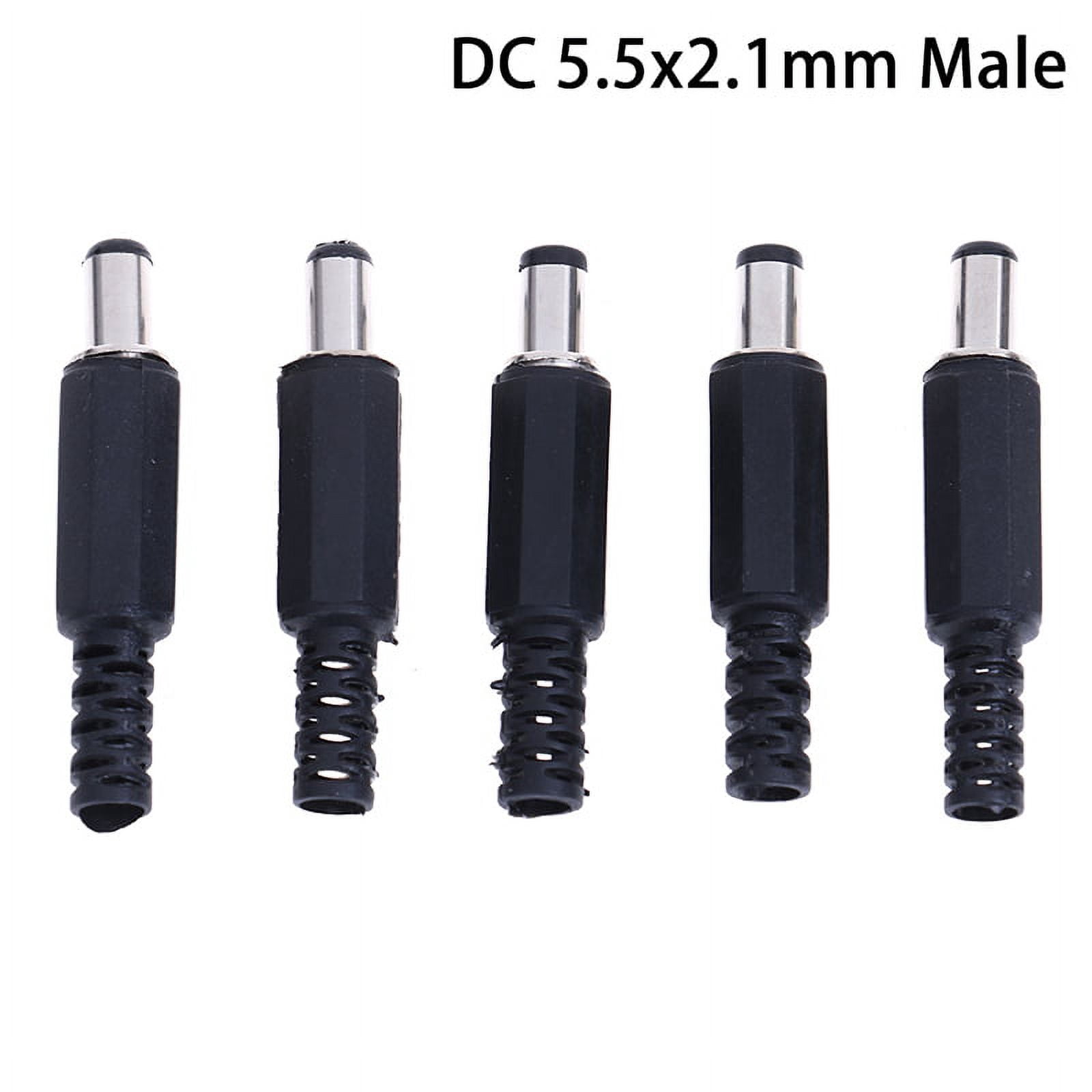 5Pcs 5.5x2.1mm male DC In-Line plug socket jack connector adapter ...