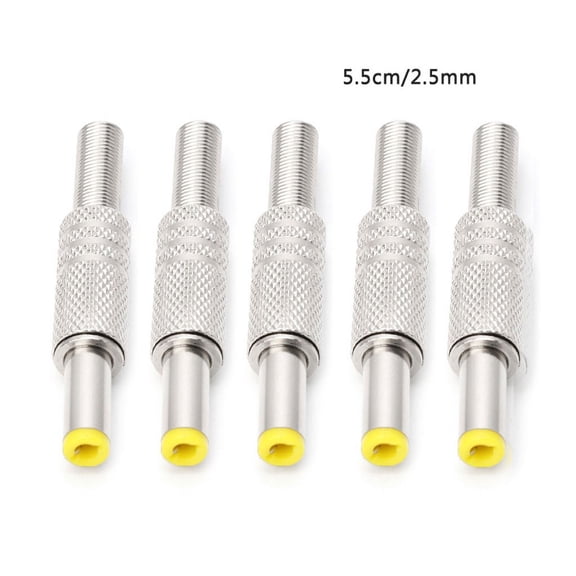 5Pcs 5.5x2.5mm DC Power Jack Male Plug Metal Connector Adapter Universal for MP3 Player MP4 Player Audio-Video Equipment