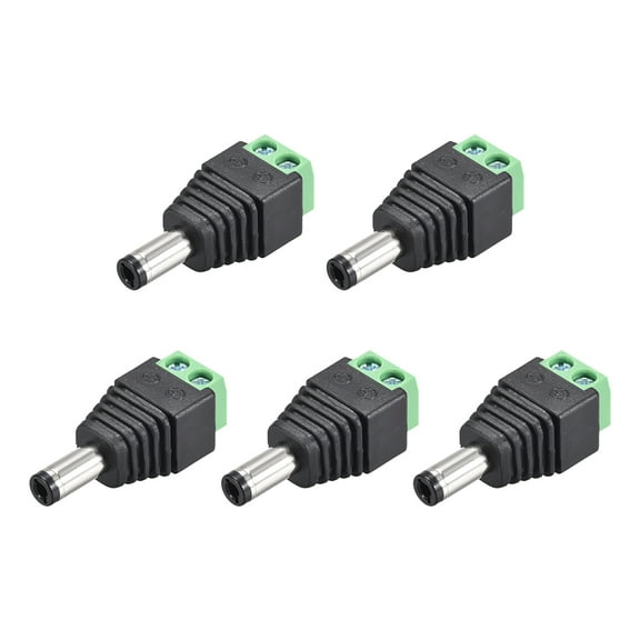 5Pcs 5.5x2.5mm,DC Power Jack Plug Adapter Connector for LED Strip CCTV Camera Cable Wire Ends