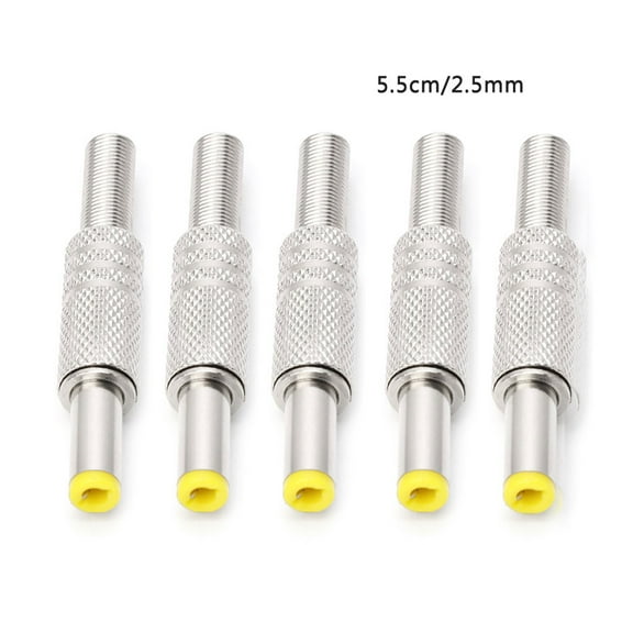 5Pcs 5.5x2.5mm Power Male Plug Metal Connector Adapter Universal for MP3 Player MP4 Player Audio-Video Equipment