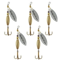 5Pcs 5.7CM/8G Spinner Blade Lure with Hook Hard Metal Spinnerbait Rotating Sequin Lure Rig Saltwater Freshwater Walleye Bass Fishing Accessories