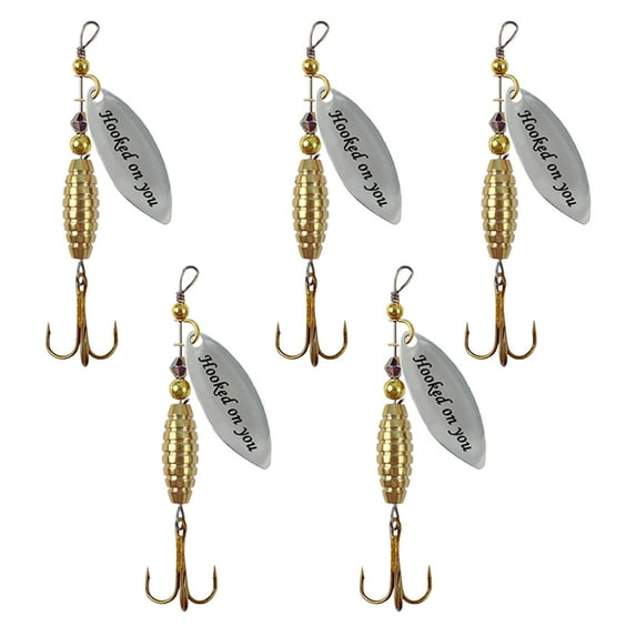 5Pcs 5.7CM/8G Spinner Blade Lure with Hook Hard Metal Spinnerbait Rotating Sequin Lure Rig Saltwater Freshwater Walleye Bass Fishing Accessories