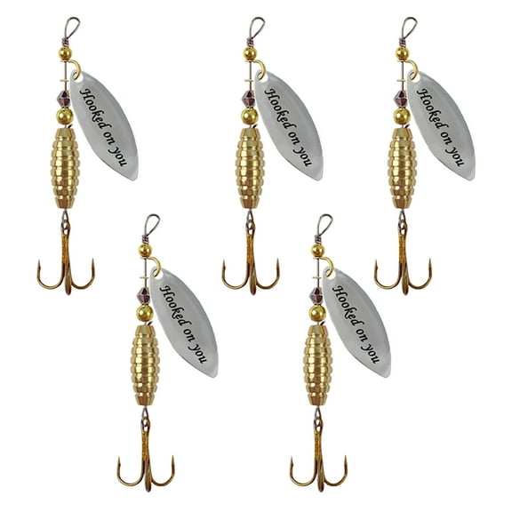 5Pcs 5.7CM/8G Spinner Blade Lure with Hook Hard Metal Spinnerbait Rotating Sequin Lure Rig Saltwater Freshwater Walleye Bass Fishing Accessories