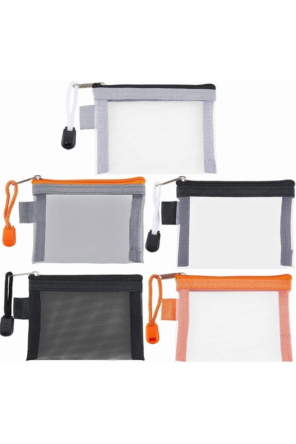 5Pcs 5 Colors 3 x 4.5 Inch Mesh Makeup Pouches Small Nylon Mesh Zipper Bag Cosmetic Pouch Travel Purse Organizer Reusable Storage Bag Toiletries Accessories Colorful