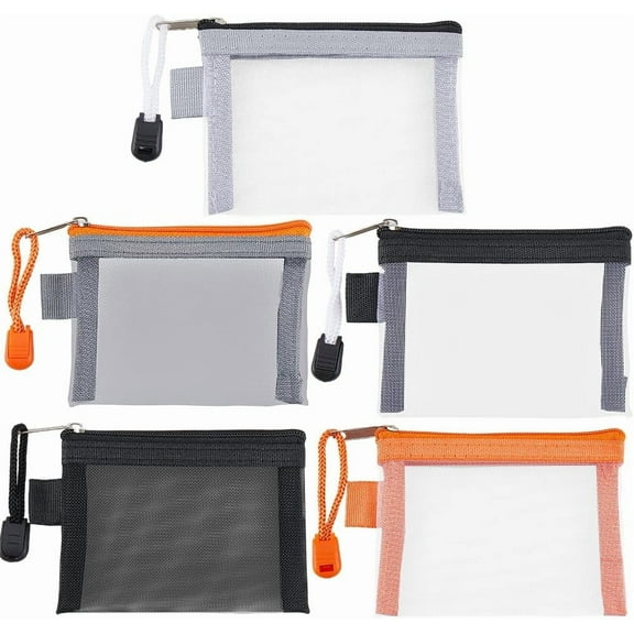 5Pcs 5 Colors 3 x 4.5 Inch Mesh Makeup Pouches Small Nylon Mesh Zipper Bag Cosmetic Pouch Travel Purse Organizer Reusable Storage Pocket Card Holder for Women Home Bag Toiletries Accessories for DIY