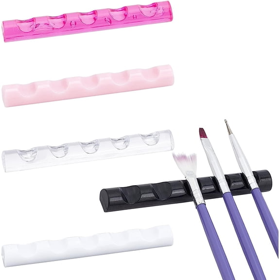 5Pcs 5 Colors Acrylic Nail Art Brush Holder Stand 5 Grids Makeup Brush Organizer Holder with Container Nail Art Pen Brush Holder for DIY Drawing Pens Manicure Nail Carving Pencils