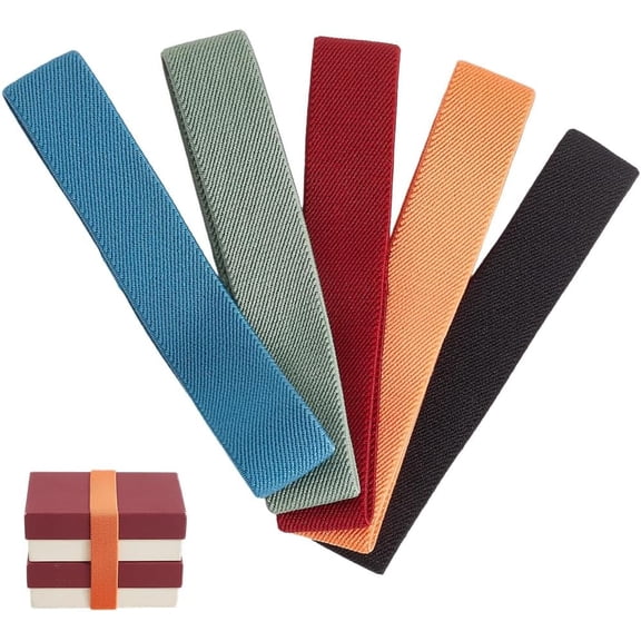 5Pcs 5 Colors Bento Box Elastic Strap Bento Strap Replacement Polyester Adjustable Food Meal Lunch Boxes Container Fixing Wrap Loop Belts for Home Office Outdoor Picnic Accessories