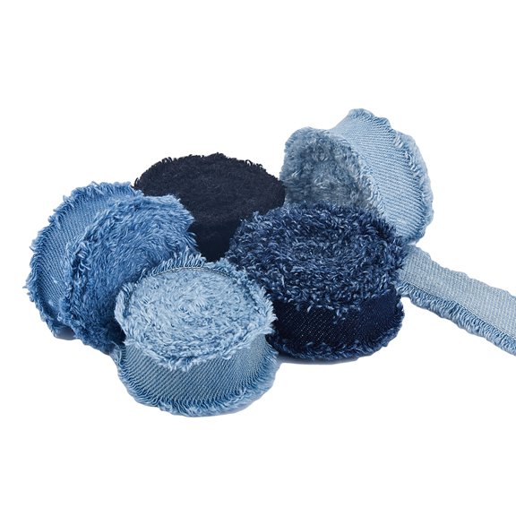 5Pcs 5 Colors Denim Fabric Ribbons for Clothing Decoration Mixed Color 1 inch(25mm) 1pc/color