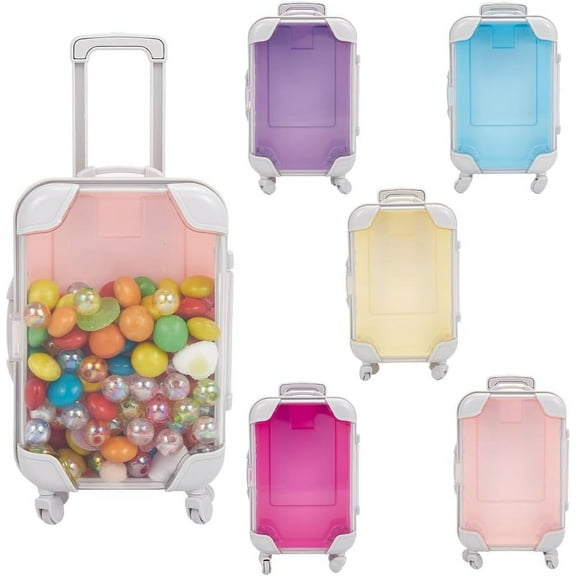 5Pcs 5 Colors Mini Suitcase Gift Box Bulk Empty Eyelash Packaging Boxes Small Colorful Luggage Party Favor Plastic False Lash Storage Organizer for Eyelash Candy Makeup Travel Tool Women colorful