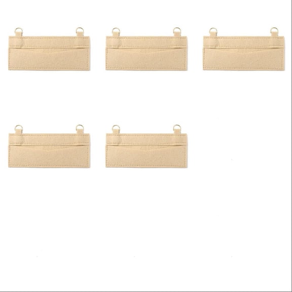 5Pcs 5 Colors Wool Felt Bag Organizer Inserts with Light Gold Tone Alloy D-Rings for Envolope Bag Accessories Rectangle Mixed Color