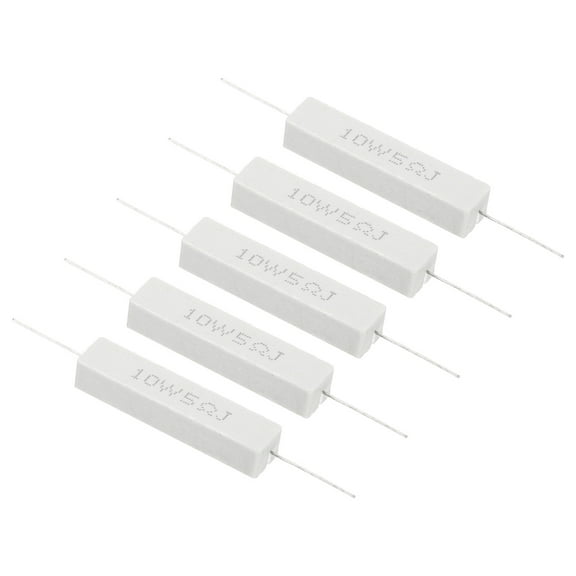 5Pcs 5 Ohm Resistors, 10W Ceramic Cement Resistor Power Cement Resistor Kit Tolerance 5% for Power Adapters Audio