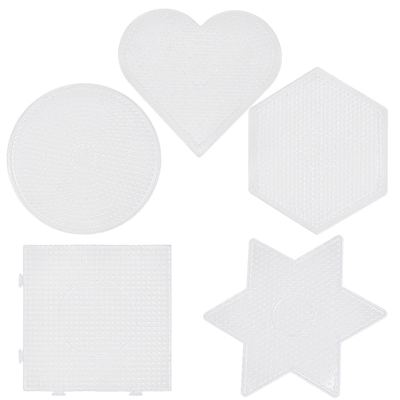 5Pcs 5 Styles Beads Pegboards Boards Heart Round Star Square Shape 5mm Large Clear Plastic Bead Pegboard Kits Template Beading
