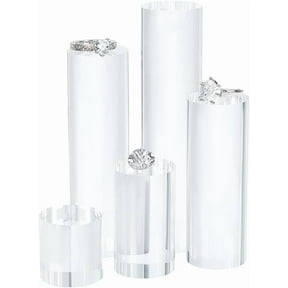 5Pcs 5 Styles Clear Acrylic Display Cube 1.2/ 1.9/ 3.1/ 3.9/ 4.7 Inch Transparent Solid Cylinder Display Blocks