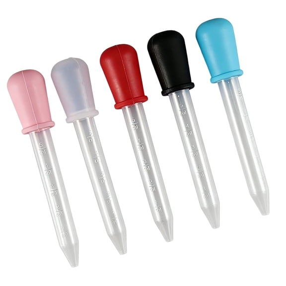 5Pcs 5ML Silicone Graduated Droppers With Rubber Head Laboratory Liquid Pipettes For Epoxy Resin Mixing Miniatures Craft
