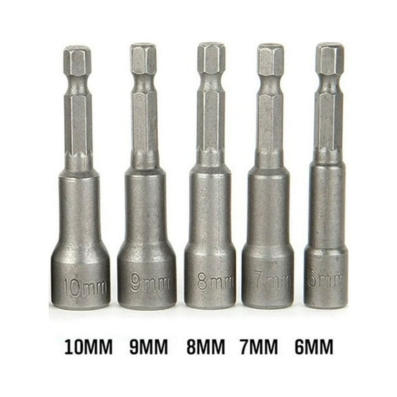 5Pcs 6-10Mm Socket Magnetic Nut Driver Set Drill Bit Adapter 1/4 Hex Shank
