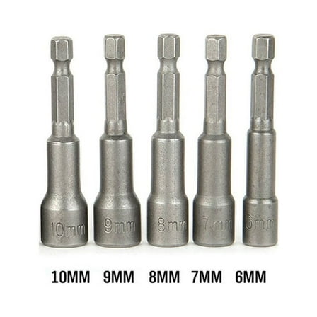5Pcs 6-10mm Socket Magnetic Nut Driver Set Drill Bit Adapter 1/4 Hex Shank E2668
