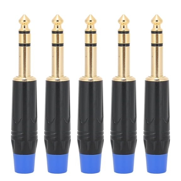5Pcs 6.35mm Stereophonic Audio Cable DIY Welding Plug Connector for 6mm Lines