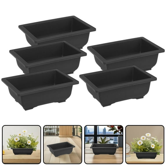 5Pcs 6.5 Inch Bonsai Training Pots, Rectangular Plastic Growing Pots for Garden Yard
