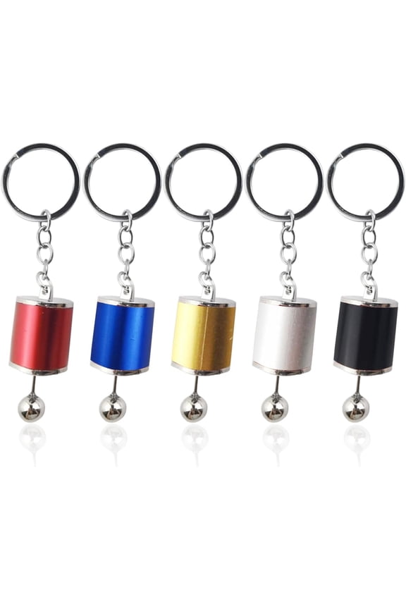 5Pcs 6-Speed Manual Car Shifter Keychains Moving Gear Box Metal Keyring for Auto Enthusiasts