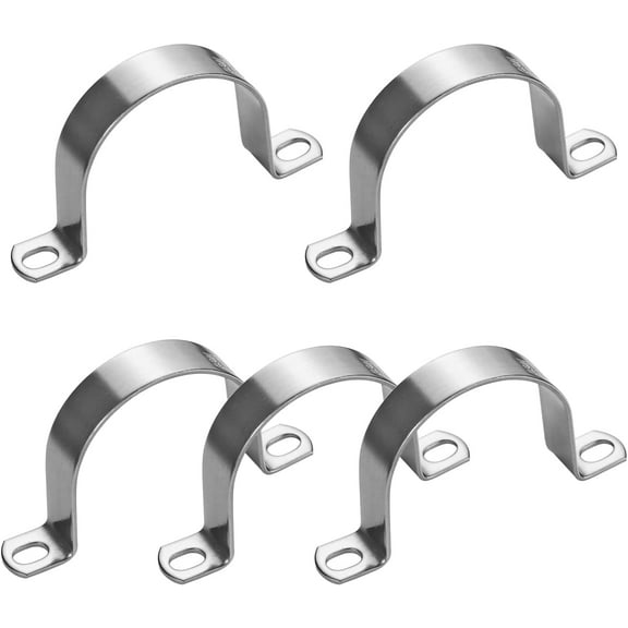 5Pcs 63mm Heavy Duty 2 Hole U-Tube Strap Clamp,Stainless Steel-304 Rigid U-Bracket Pipe Clamp Hanger Tube Tension Clips ID 2 31/64\