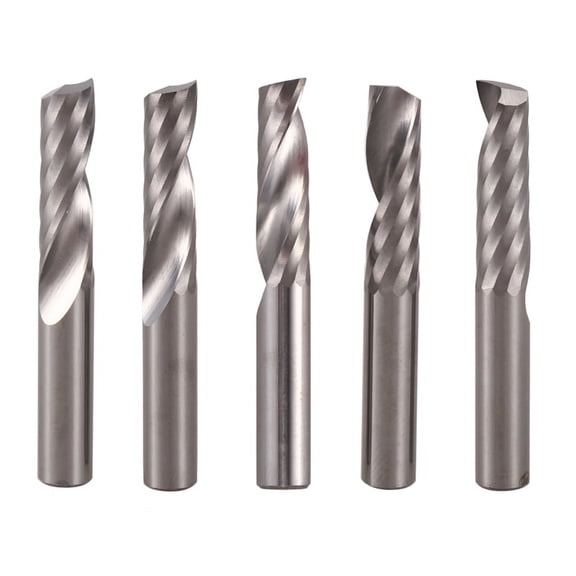 5Pcs 6Mm 1/4 Inch Carbide Cnc Router Bits One Single Flute End Mill Tools 22Mm,5* 6mmx22 mm Single Flute cnc router Bit,silver
