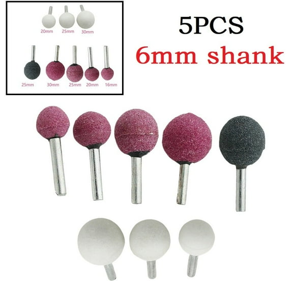 5Pcs 6Mm Shank Diamond Round Ball Burr Drill Bit Set Ceramic Grinding Head For Metal Carving Engraving Drilling Grinding Bit 6X20Mm White Fangkenuo