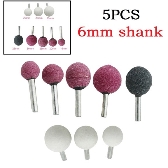 5Pcs 6Mm Shank Diamond Round Ball Burr Drill Bit Set Ceramic Grinding Head For Metal Carving Engraving Drilling Grinding Bit 6X25Mm Grey Fangkenuo