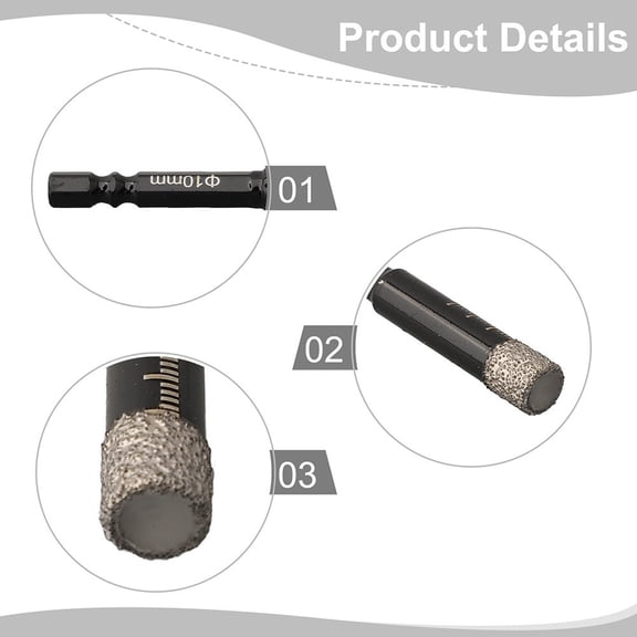 5Pcs 6Mm Tile Drill Set Carbide Stoneware Drill Tile Drill for Granite Tiles Fangkenuo