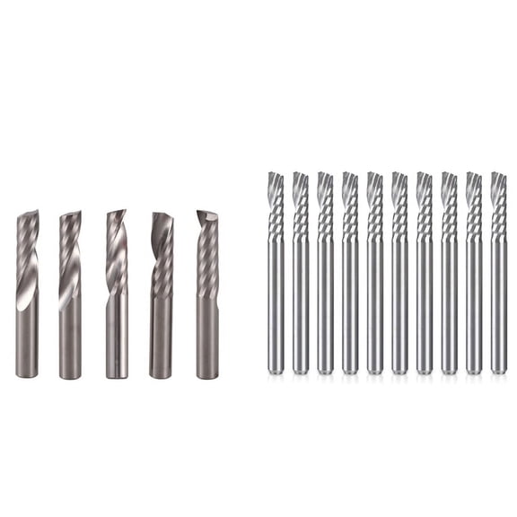 5Pcs 6mm 1/4 Inch Carbide Cnc Router Bits & 10 Pcs CNC Router Bits 1/8 Inch Spiral Upcut Router Bit