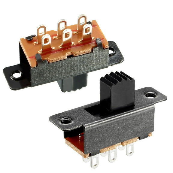 5Pcs 6mm Vertical Slide Switch DPDT 6 Terminals PCB Panel Latching