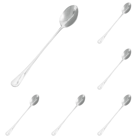 5Pcs 7.7 inch Long Handle Stirring Spoons, Iced Tea Coffee Spoons, Stainless Steel Cocktail Mixing Spoons, B